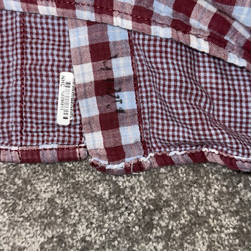 Tommy‎ Bahama Men’s 2XLT Gingham Check Shirt Burgundy Blue Cotton Long Sleeve - Picture 11 of 12